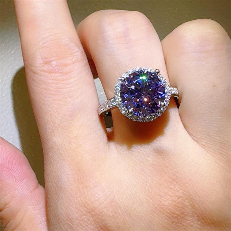 Purple Princess 5 Carat Moissanite Diamond Ring, Women s Eight Hearts & Arrows, with Tester Pen Size 9
