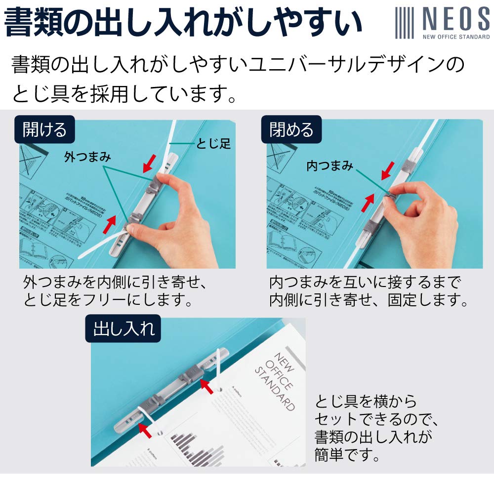 KOKUYO Gavatto File NEOS A4 Vertikāls Tirkīzzils 2 Caurumu F-NE90B