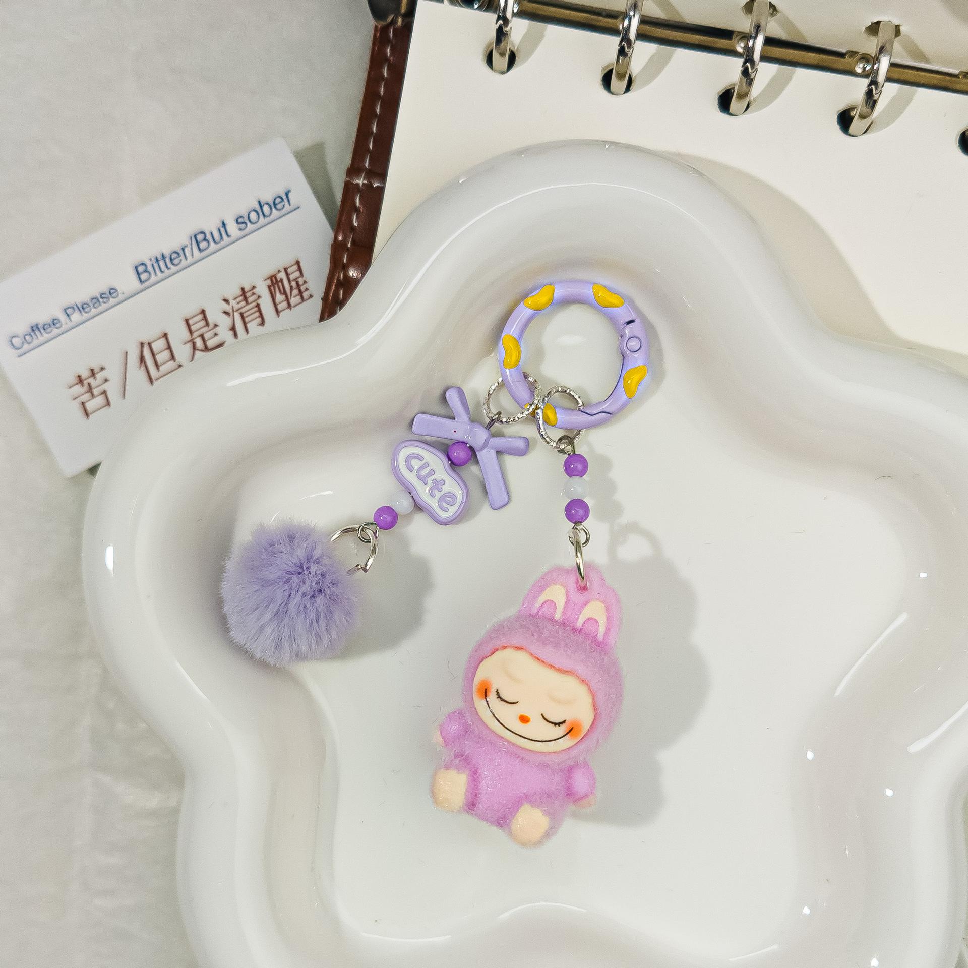 

CN49 Cute Mini Cute Grain Sitting Flocking Bag Couple Car Keychain Decorative Pendant Mobile Phone Chain