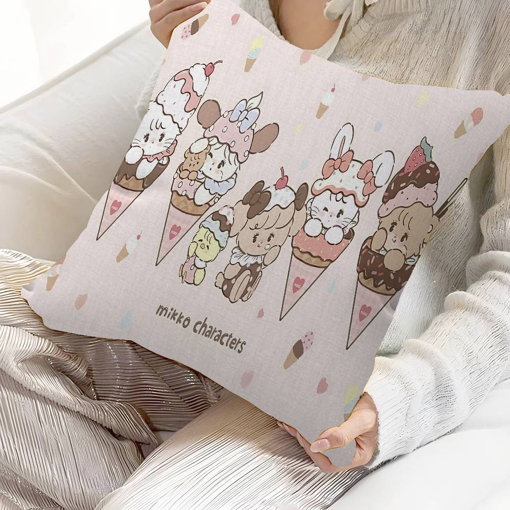 Cute MMikko IIllustrations Pillow Cover Sofa Cushion Cover Home Room Decoration Children Gift
