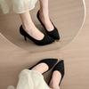 New Fashion Women's Shoes Sexy Black High Heels Sharp Pointed Suede Pumps Elegant Shallow Mouth Etiquette Shoes Mujer Zapatos