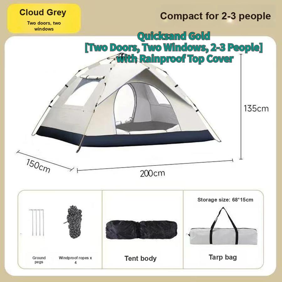 3-4 Person Automatic Tent Outdoor Family Use Sunscreen Insect Repellent Indoor Small House for Adults and Children