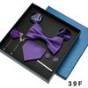 Red Blue Black Classic Tie For Men Pocket Square Cufflinks Sets Mens Solid Color Necktie Party Wedding Gift For Men Neck Tie Set