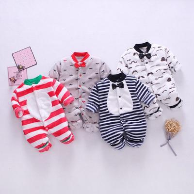 Baby Flannel One Piece Pajamas Newborn Autumn and Winter Plush Home Clothes Infant Bodysuit