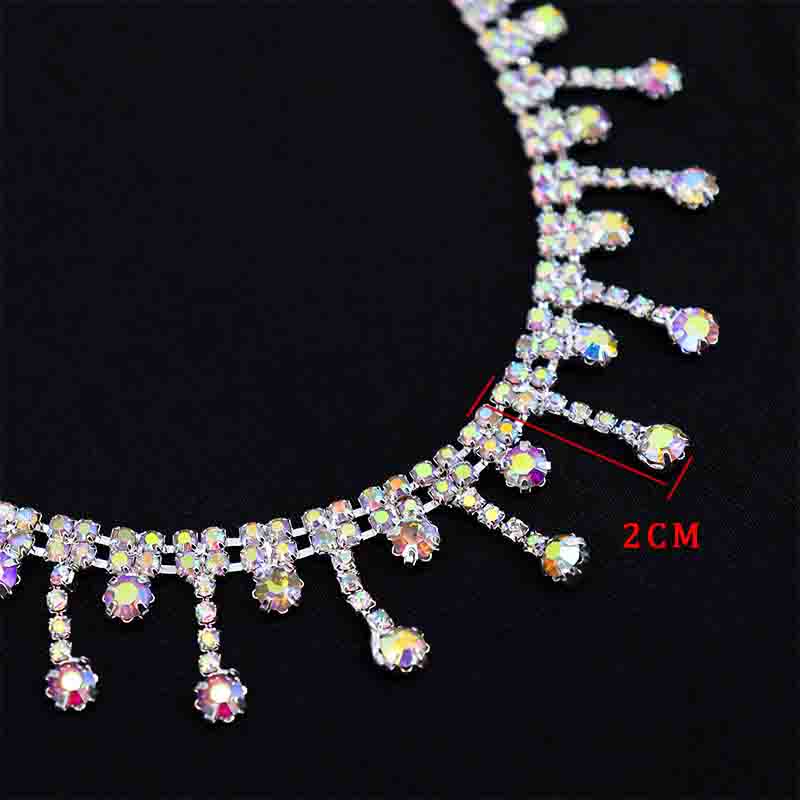 10Yards Rhinestone Fringe Trim Sparkle Diamond Rhinestone Tassel Chain Crystal Belt Clothing Bag DIY Wedding Decoration Gift