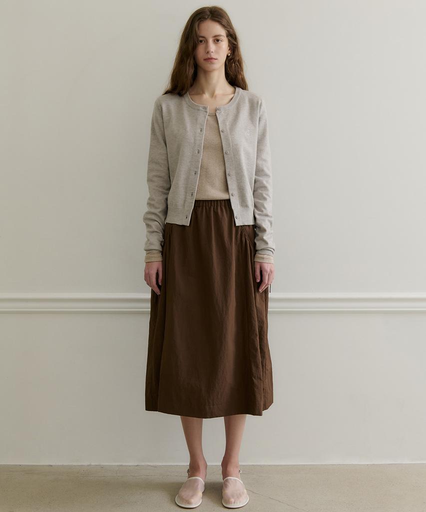 Plack Woman Shirred Pocket Midi Skirt Brown