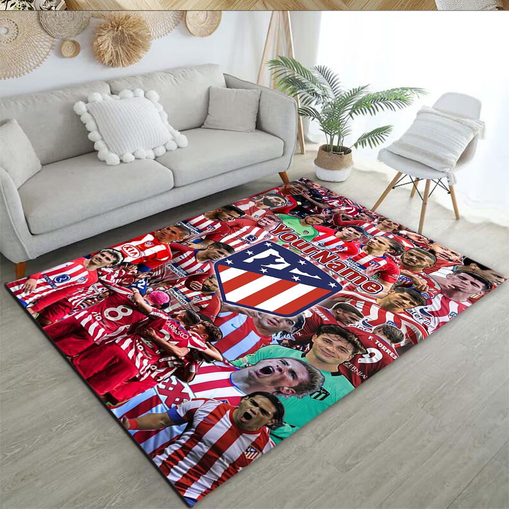 Atletico Madrid Personalized Text Floor Rug Office Rug Suitable for Study room Outdoor Game Room Dining Room Antislip Carpet Decorate Offices