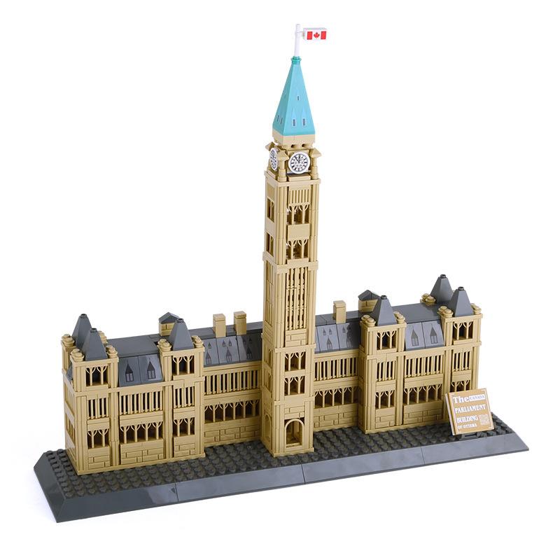 Non-Toxic 608Pcs World Famous Modern Architecture Building Blocks Canada Parliament Particle Assembly Bricks Toy For Children Gifts