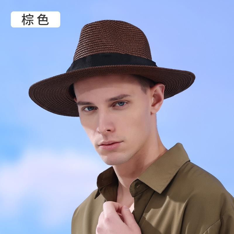 Hot-selling British Beach Hat Straw Hat Foldable Brim Top Hat Women's Vacation Sun Hat Breathable Sunscreen Hat