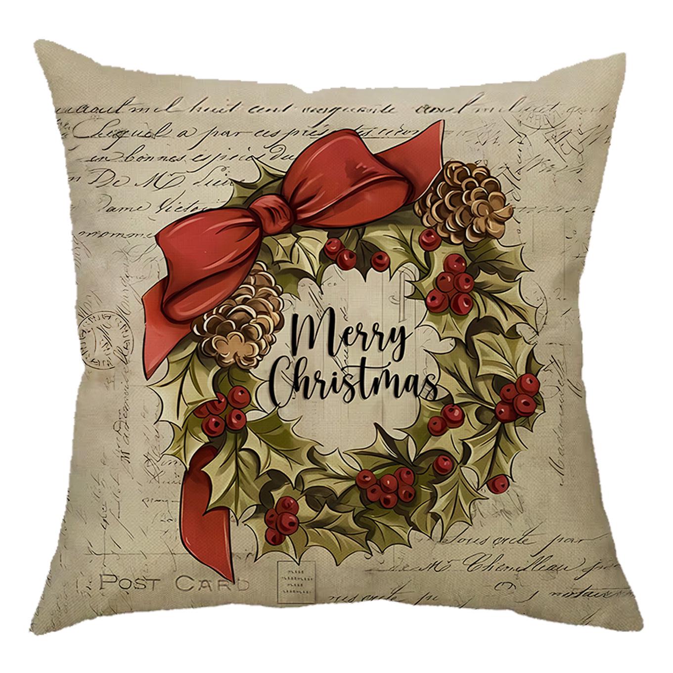 

Наволочка с рождественским принтом из льна для дома, дивана, автомобиля и офиса 45cm x 45cm