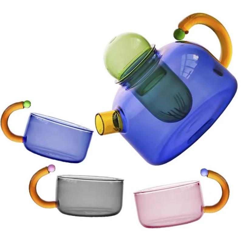 Kreativní žáruvzdorné skleněné konvice na čaj, džbán vhodný pro domácnost, čajové soupravy, konvice na vodu, šálek, láhev, vařič