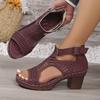 Roman Style Women'S Sandals Breathable And Stylish Hollow Out Fish Mouth Open Toe Ankle Strap Wedges Sandals For Outerwear