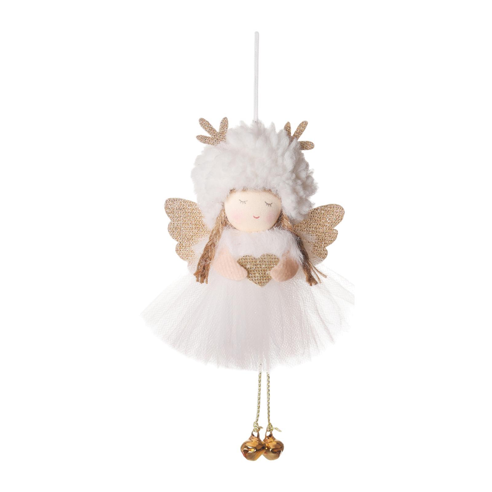 

Christmas Tree Hanging Ornament Lovely Festival Xmas Tree Decor Angel Girl Pendant for Fireplace Living Room Office Celebration білий