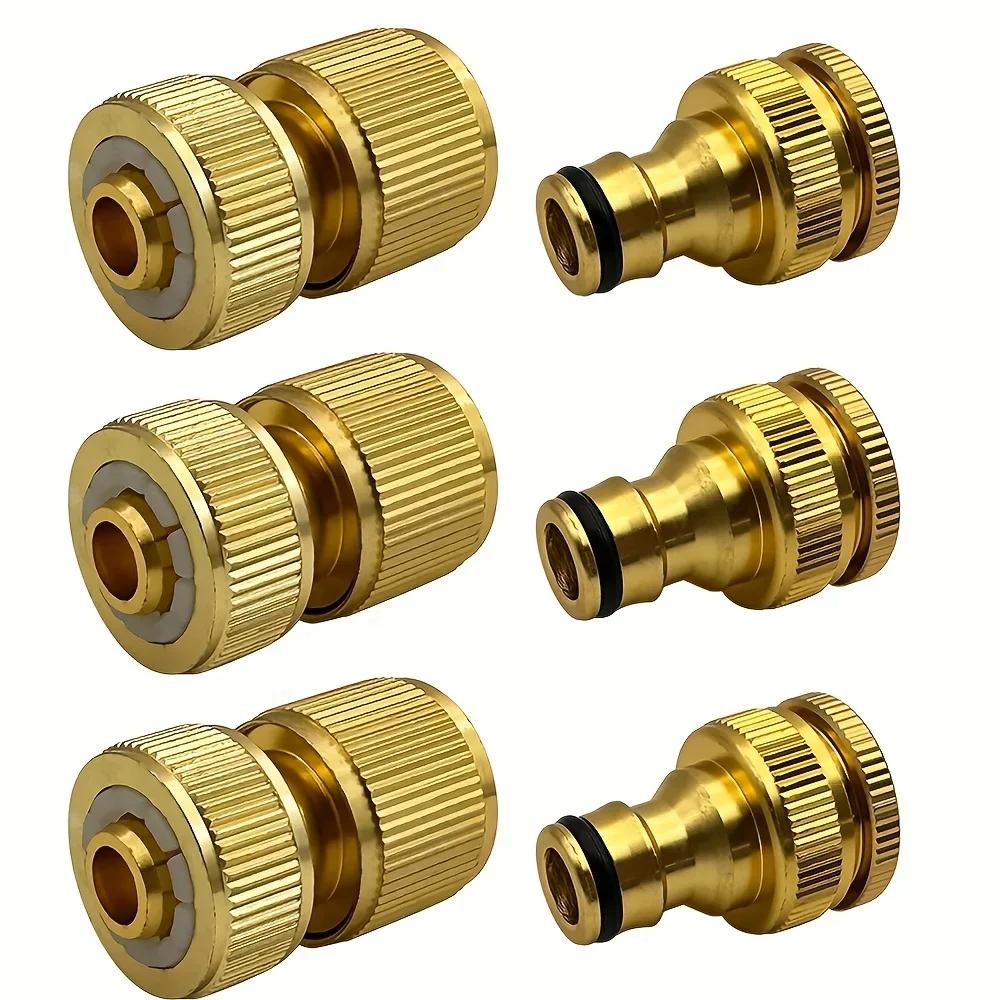 

6/12pcs EU Standard Aluminum Garden Hose Connector Set - 1/2 Quick Connect + 1/2 &3/4 Tap Fitting for 13-16mm Pipes