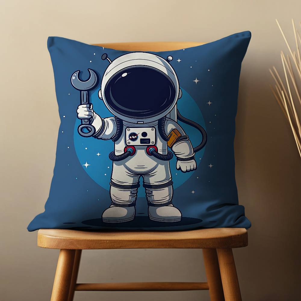 

Cute Astronaut Cartoon Throw Pillow Case For 45*45cm,55*55cm,30*30cm For Home Bedroom Decoration And Protector 30cmx30cm