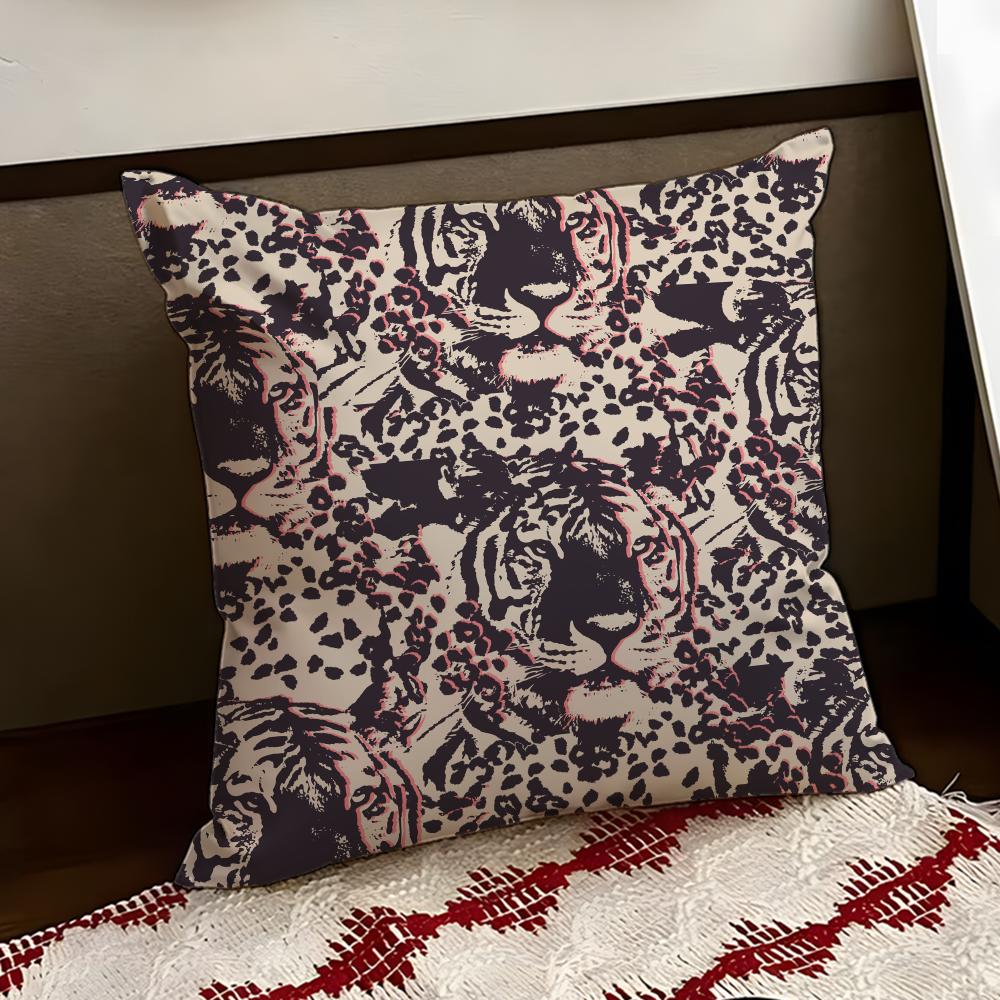 Tropical Tiger Pattern Cushion Cover Reversible Soft Durable Pillow Cover Home  Car MultiScene Use for Daily Comfort