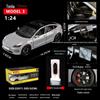 1:24 Tesla Model 3 Alloy Toy Car with Sound, Light, and Openable Doors