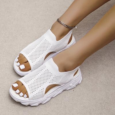 Women's Summer Plus Size Open Toe Sport Sandals Solid Color Design Mesh Casual Sandals