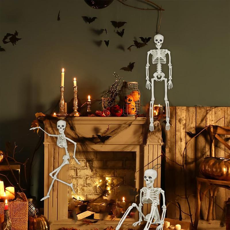 1/2/3pcs Halloween Posable Skull Skeleton Skeleton Human Bones for Halloween Party Home Decoration Haunted House Horror Props