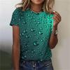 Women Clothing Harajuku Leisure Loose Breathable Short Sleeve Summer Personality Gradient Water Drops 3d Print