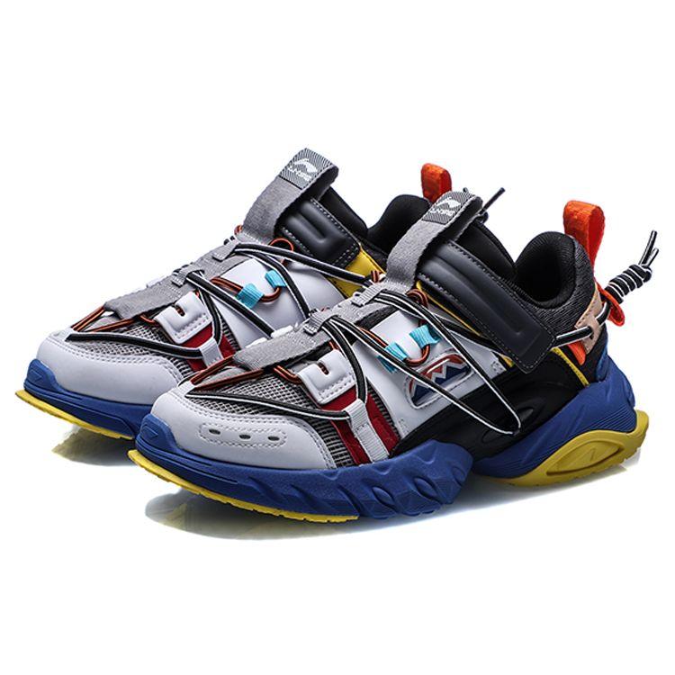 Li Ning Pangu Youth Edition Non-Slip Shock Absorbing Wear-Resistant Casual Shoes Kids Sneakers White Black Gray YKCQ194-7