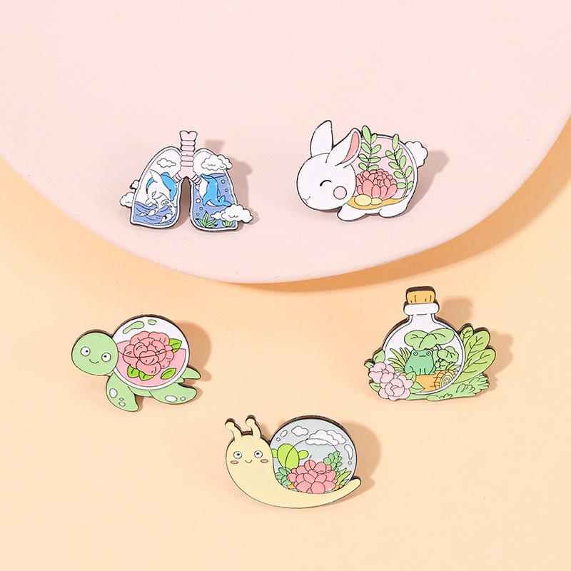 Plant Flower Snail Enamel Pins Love Ice Cream Cat Coffee Planet Wizard Glasses Magic Book Alloy Brooch Badge Punk Jewelry