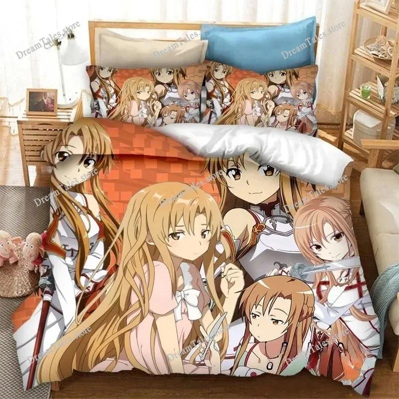 New SAO Yuuki Asuna Bedding Set Single Twin Full Queen King Size Bed Set Adult Kid Bedroom Duvet Cover Sets 3D Print Game Anime
