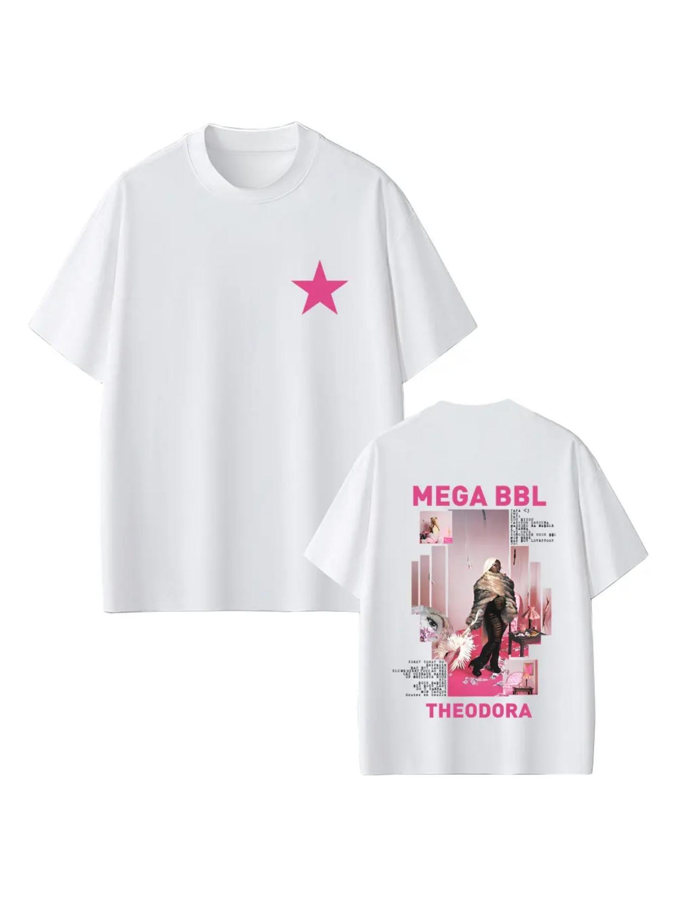 Theodora Mega Bbl Album Graphic T-Shirt- Tee with Pink- Unisex Streetwear Shirt- Hop Clothing All-Season Wear XS