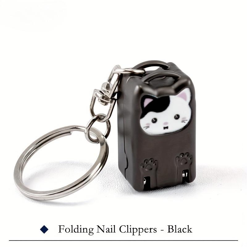 1pc Exquisite Kitten Keychain Foldable Nail Clipper Stainless Steel Rotary Toenail & Fingernail Manicure Trimmer