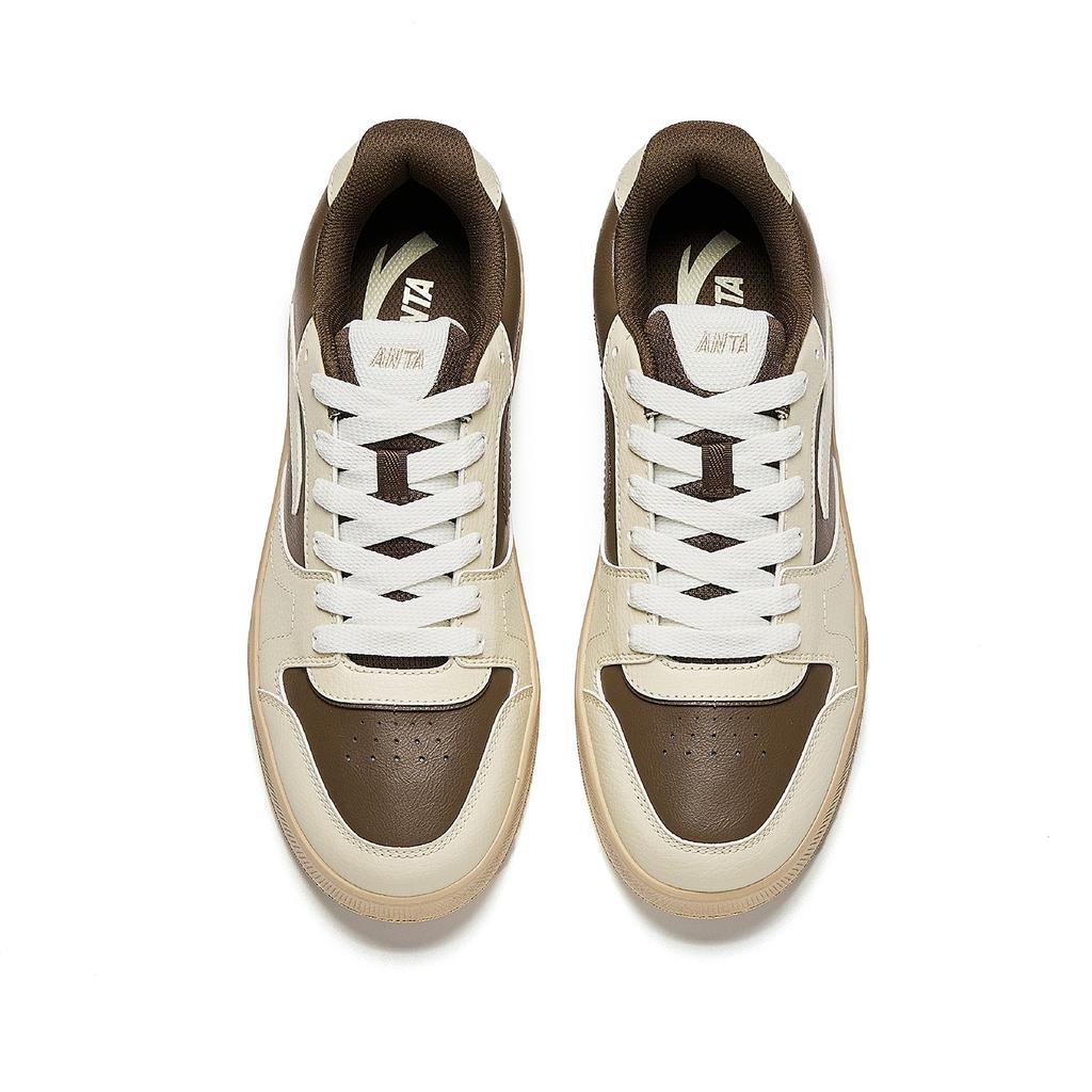 Anta Road Charge Mocha Leather Couples Outdoor Street Skateboard Fashion Durable Lightweight Low-Top Skate Shoes Men Sneaker Light-Brown 912548008-3