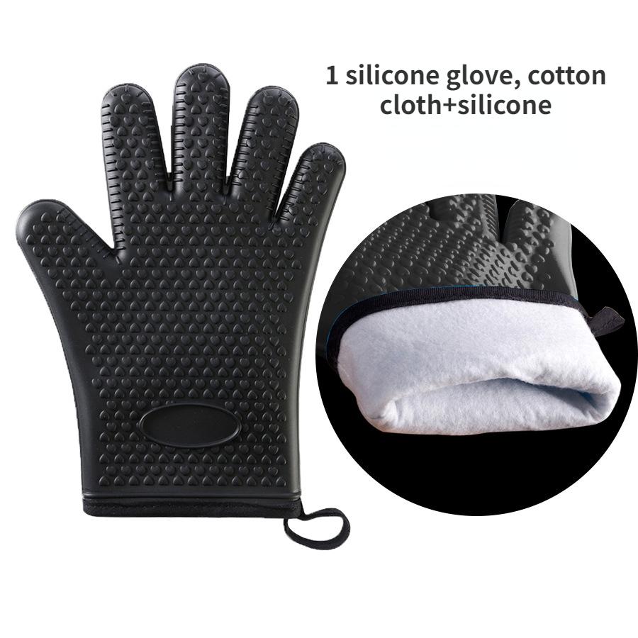 Oven Mitts Bake Silicone Gloves Anti-scald Microwave Oven Baking Gloves BBQ Gloves Anti Heat Resistant Baking Gloves Potholder