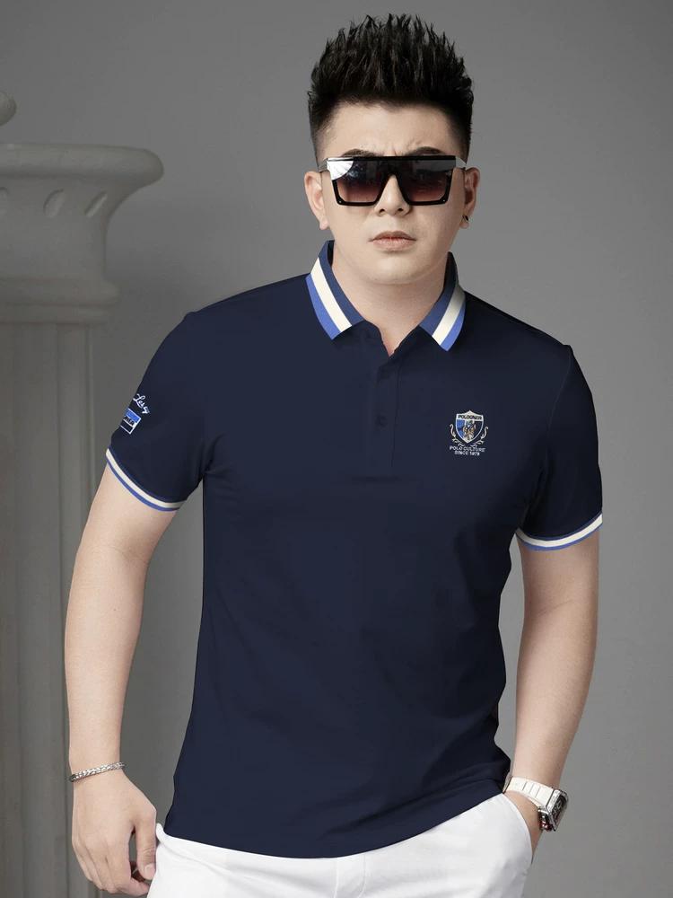 European Goods 2025 Summer New Short-Sleeved Polo Shirt Men's Casual Lapel T-Shirt Trendy Brand Badge Half-Sleeved Top for Men