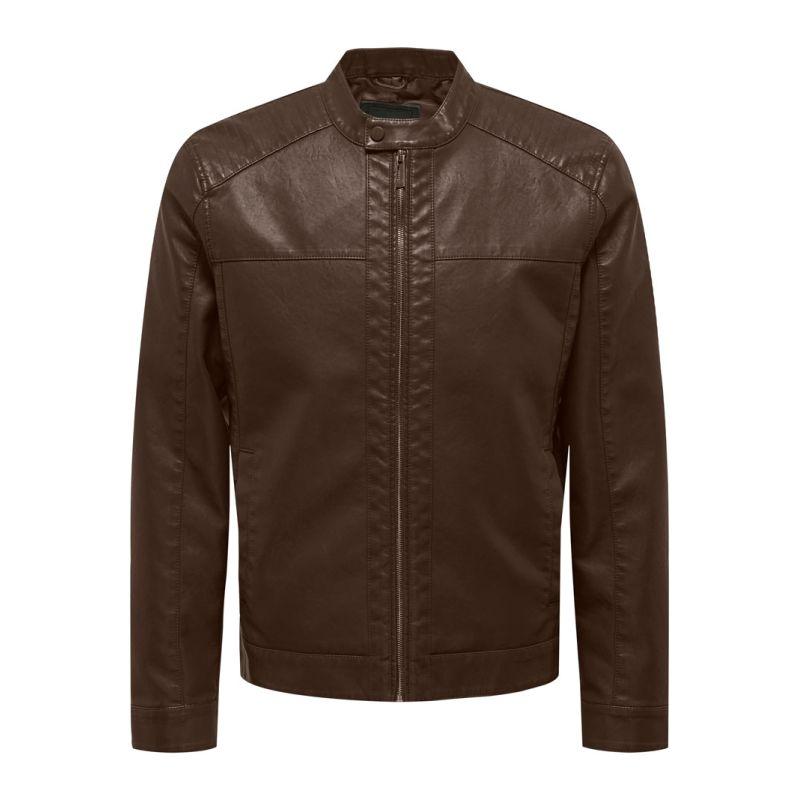 Veste motard Mike similicuir avec zip Homme ONLY AND SONS