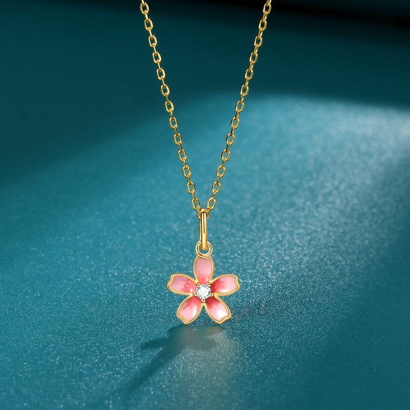 

Ожерелье из цветущей вишни эмалевого цвета, женский кулон в виде цветка сливы, модное и простое, подарок на день рождения для девушки