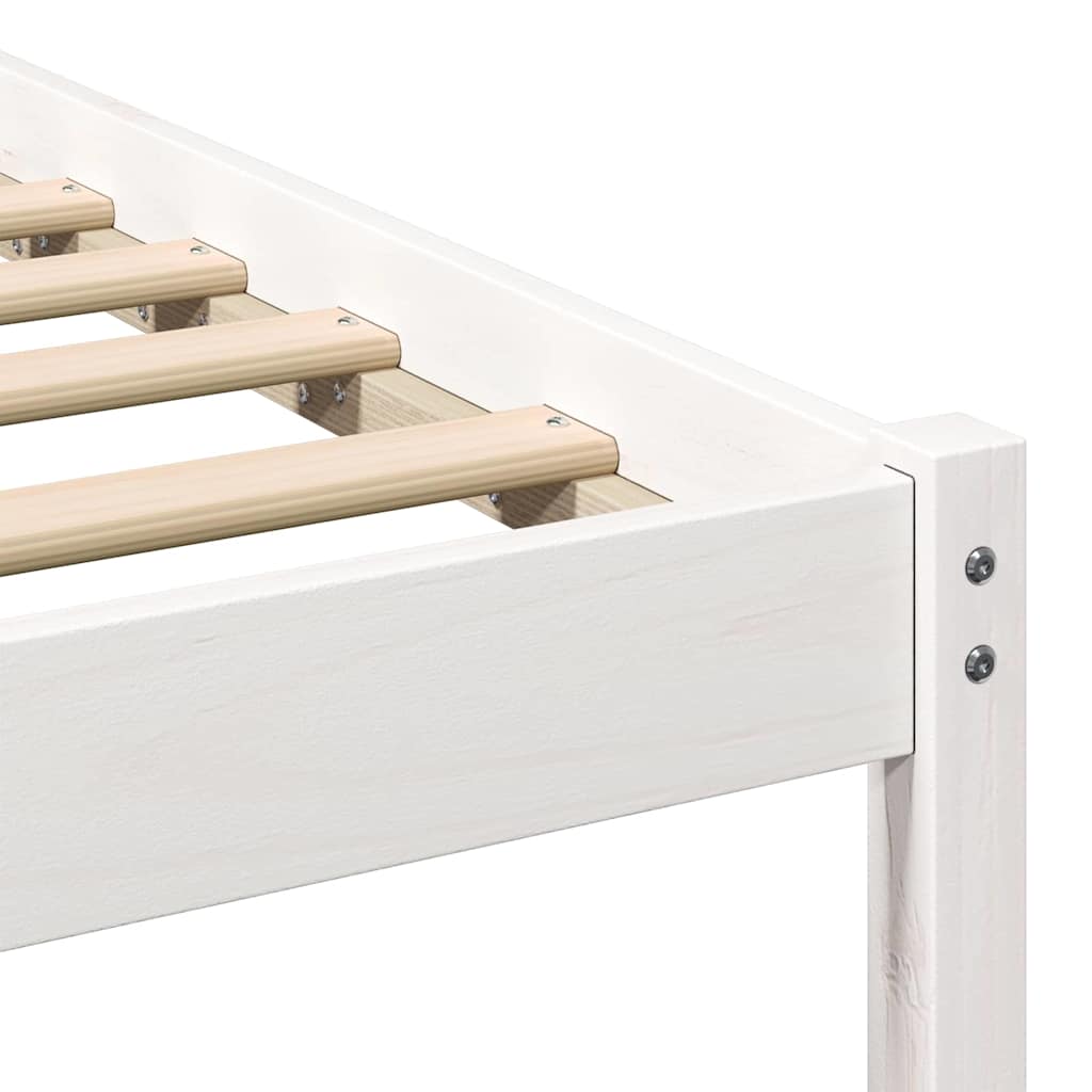 White Bed Frame with Headboard 180 x 200 cm Solid Pine Wood