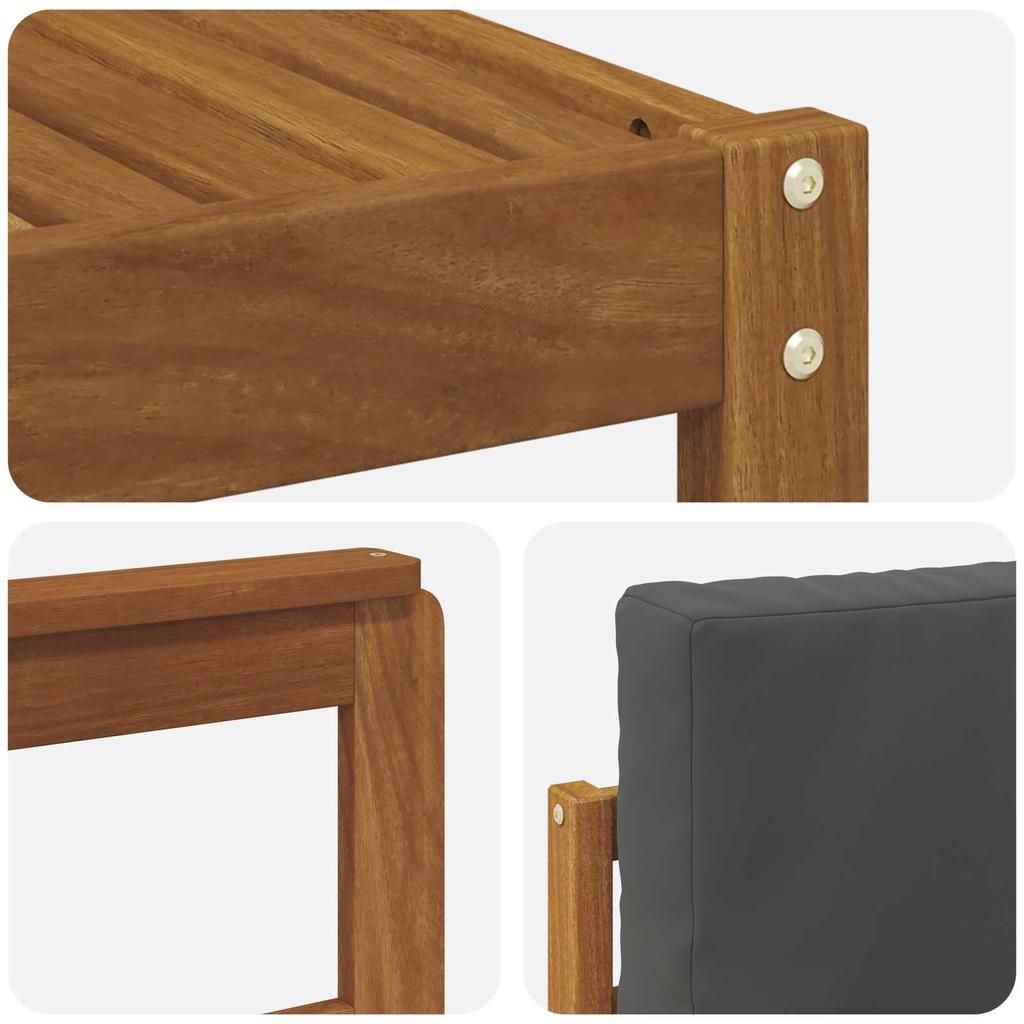 Garden Furniture Set 10 pcs Natural and Anthracite Solid Acacia Wood