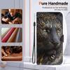 Handmade PU Leather Flip Case for Samsung Galaxy XCover7 (SM-G556B/G556BU1)- Anti-Slip Shockproof Cover with Wrist Strap & Heart/Rose Cat Designs