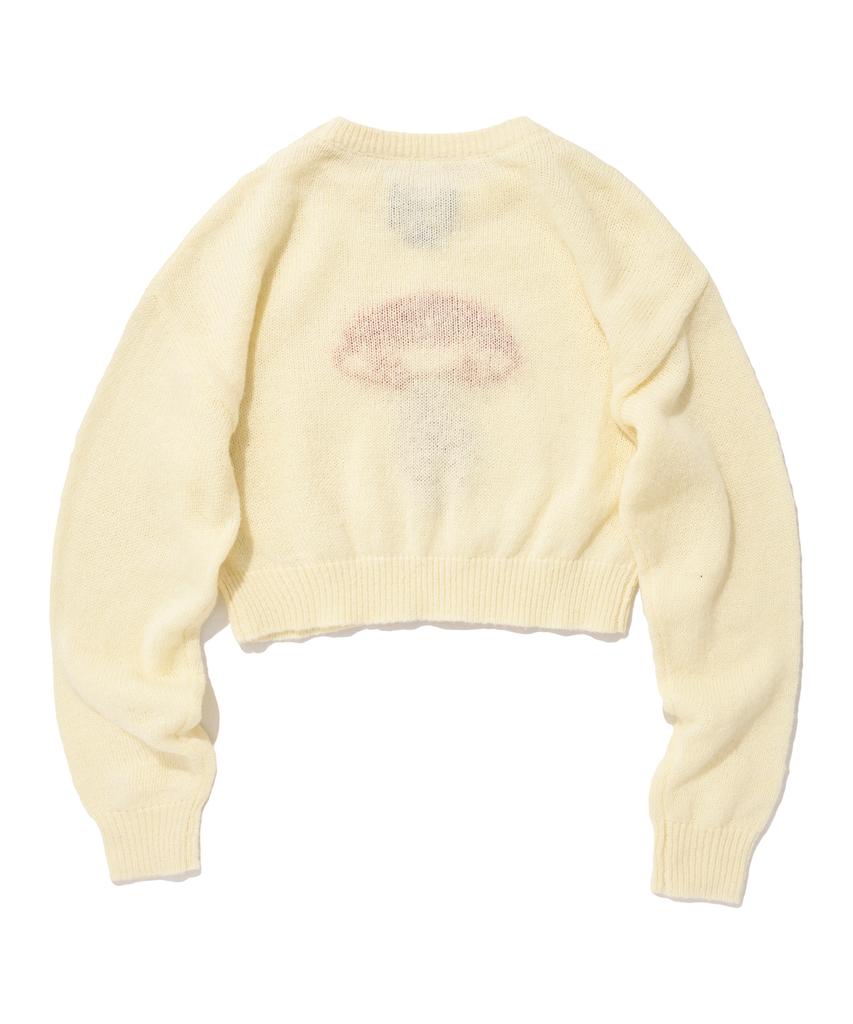 Seuweideu Mushroom Crop Knit Crewneck [Ivory]
