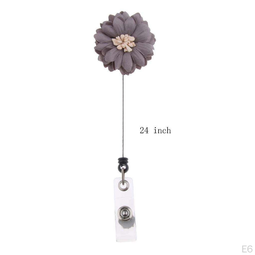 3 of pack Cute Teacher Retractable Flower Applique Reel ID Badge Holder