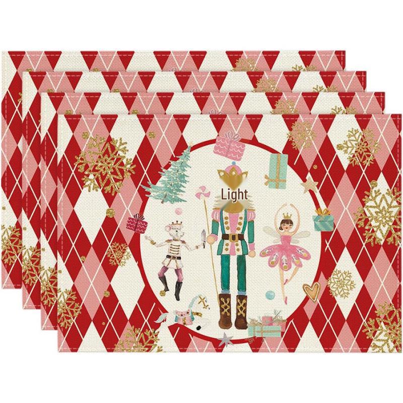Cross-Border Bestseller Christmas Linen Placemat - Festive Letters & Colors for Restaurant Decoration