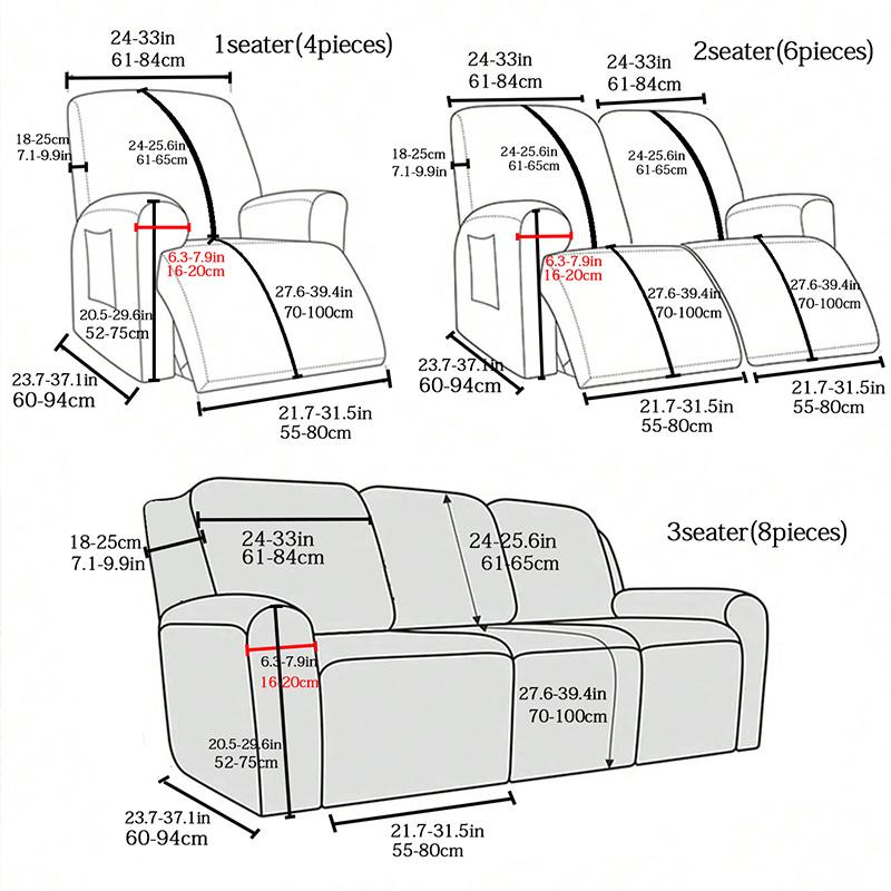 1/2/3 Seater Recliner Sofa Cover Lounge Chair Cover For Living Room Elastic Loveseat Couch Cover Stretch Armchair Slipcovers