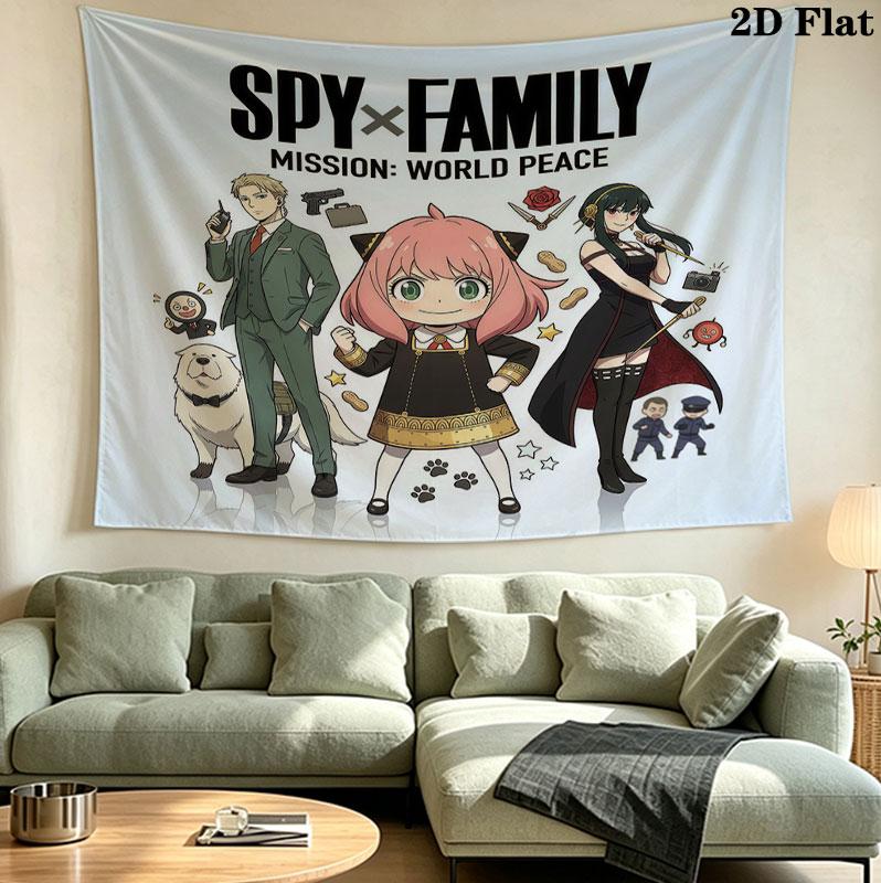 Spy Family Wall Tapestry Aesthetic Wall Hanging Printed Fabric Blanket Decorative Tapestries For Bedroom Living Room Home Decor