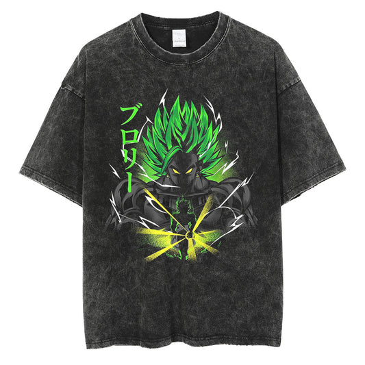 Unisex Oversized Washed Dragon Ball Anime Parentchild Tshirt Man Women Short Sleeve Streetwear Loose Casual Summer Yk