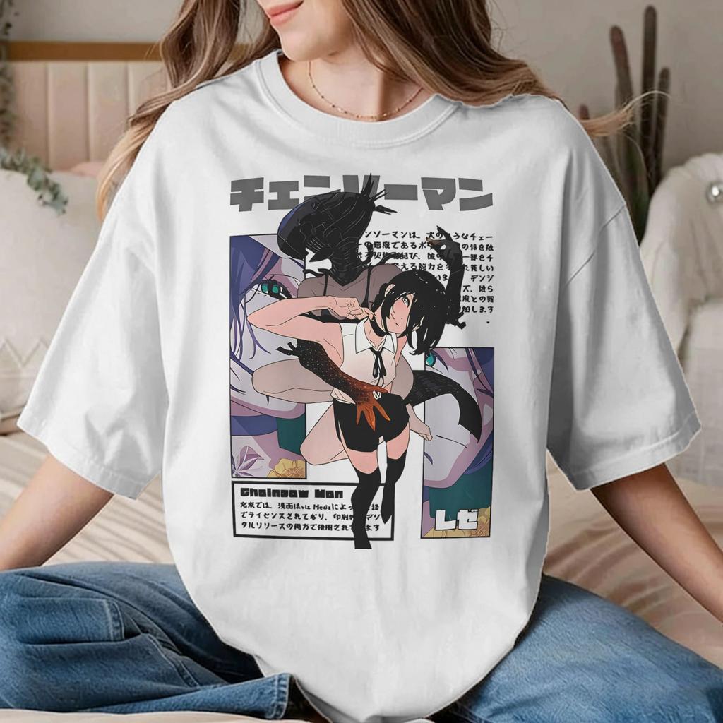 Chainsawunisexs Reze Unisex Unisex T Shirt Anime Movie Vintage Tees Short Sleeve O Neck Tshirt 100 Cotton Summer Clothes