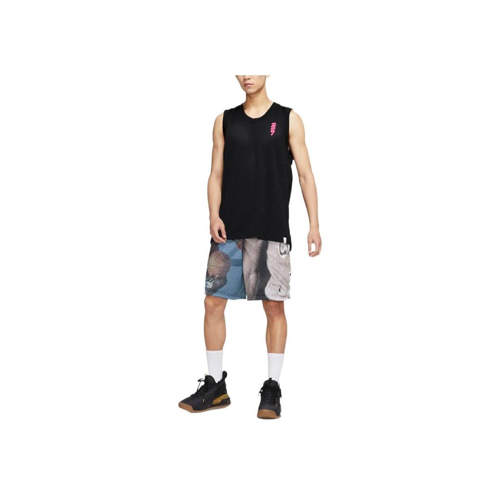 Jordan Canotta Sportiva Girocollo in Rete Fantasia Uomo Top Nera DR2112-010
