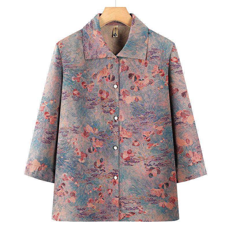 

Spring/Summer Tops for Middle-Aged Women: Lightweight 60s-70s Style 4XL (Recommended 130-140 jin)