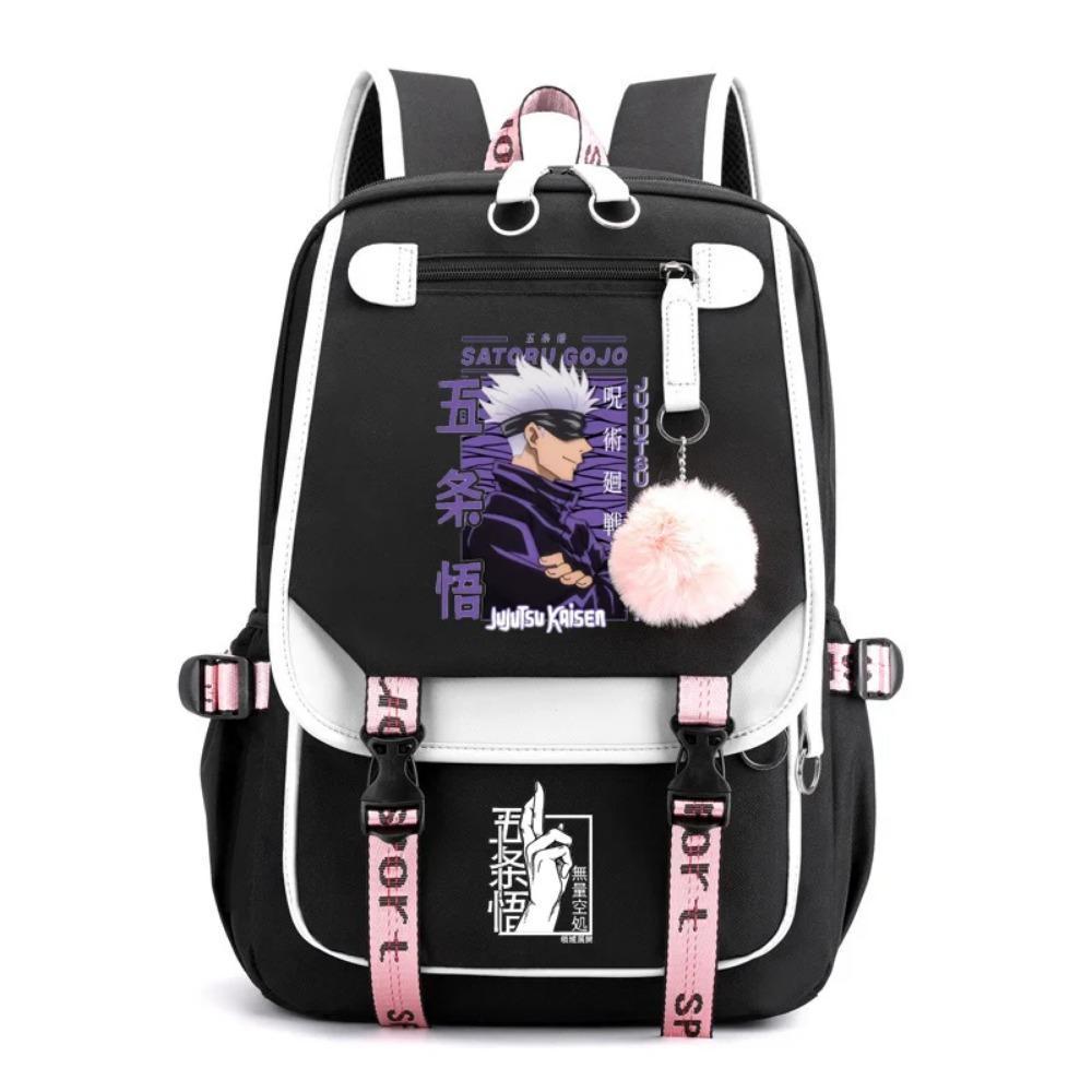 

Popular Anime Satoru Gojo Harajuku Pattern Backpack Teenager Fashion Outdoor Zipper Rucksack USB Large Capacity Backpacks чёрный