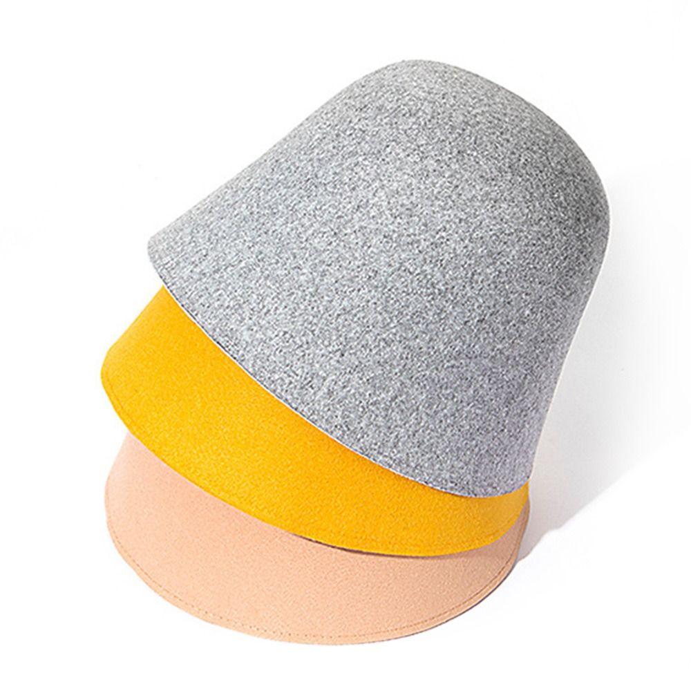 Wool Wool Fisherman Hat Solid Color Panama Hat Beanies Warm Caps  Women