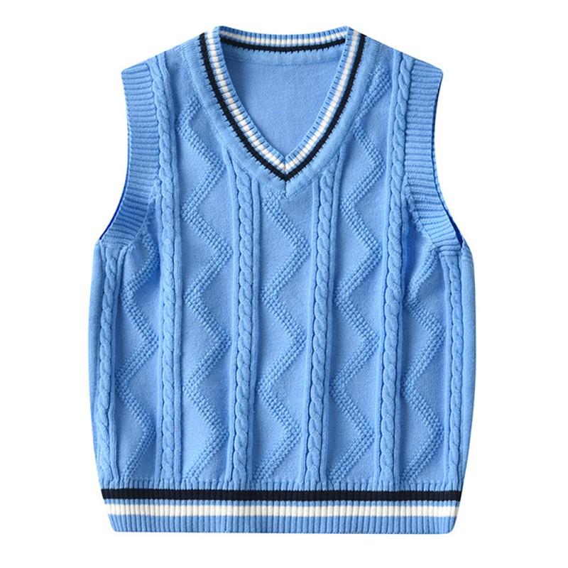 Children's V-neck Knitted Vest Boys and Girls Sleeveless Sweater Top