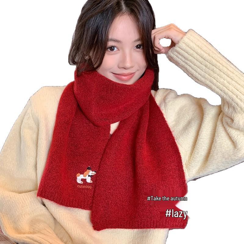 Neuer Stil Welpen Strickschal - Damen Kälteschutzschal für Herbst und Winter